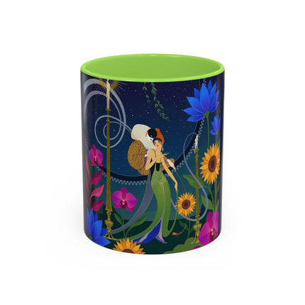 The Lady Of The Starlit Candles Colorful Mugs – Art Deco Theatrical Romance