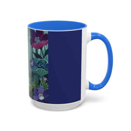 The Lady Of The Moonlit Fountain Colorful Mugs – Art Deco Botanical Serenity