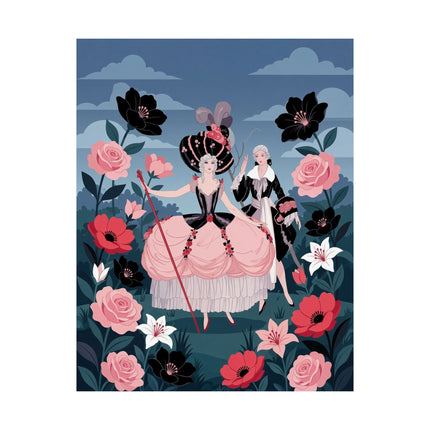 🌹🎀 The Lady Of The Grand Floral Masquerade Matte Vertical Poster – Art Deco Fashion Whimsy