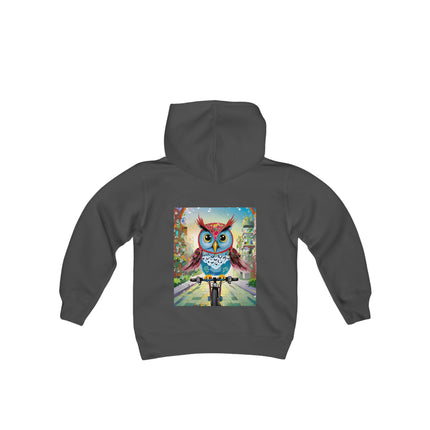 Cycling Owl Youth Hooded Sweatshirt – City Adventure & Playful Energy