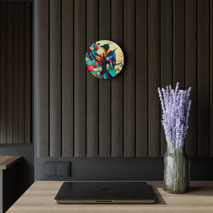 Curious Crow Acrylic Wall Clock, Round and Square