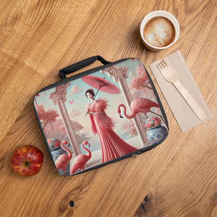 Petals, Porcelain, and Flamingos Lunch Bag