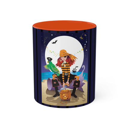 Moonlit Pirate Halloween Colorful Mugs, 11oz