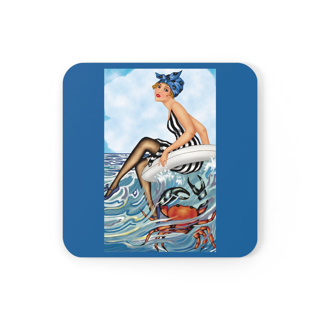 Playful Waves and Fashion Follies Cork Back Coaster