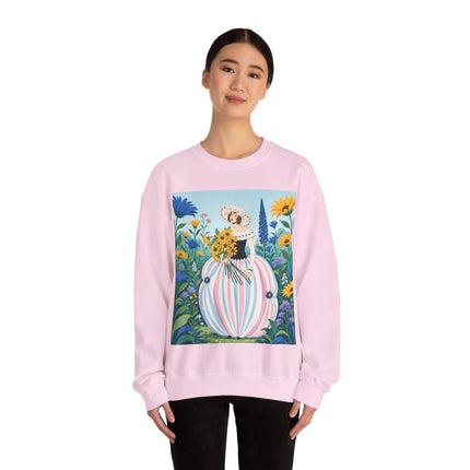 🌻🎀 The Sunflower Garden Bouquet Crewneck Sweatshirt – Art Deco Floral Elegance