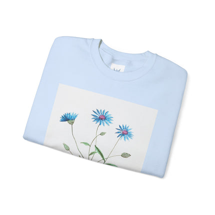 Blue Strawflower by Anselmus Boëtius de Boodt Heavy Blend™ Crewneck Sweatshirt