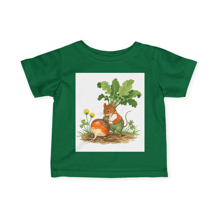 🐭🥕 The Little Garden Harvest Mouse Infant Fine Jersey Tee – Whimsical Woodland Charm