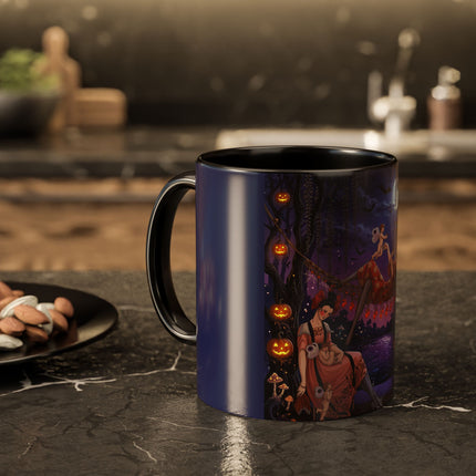🌙🎃 Moonlit Mischief In The Pumpkin Grove Colorful Mug – Whimsical Halloween Fantasy
