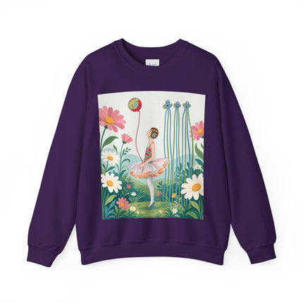 🌼🎈 The Garden Balloon Dancer Crewneck Sweatshirt – Art Deco Floral Whimsy