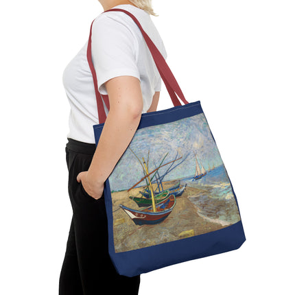 Fishing Boats on the Beach at Saintes-Maries by Vincent Van Gogh Tote Bag (AOP)