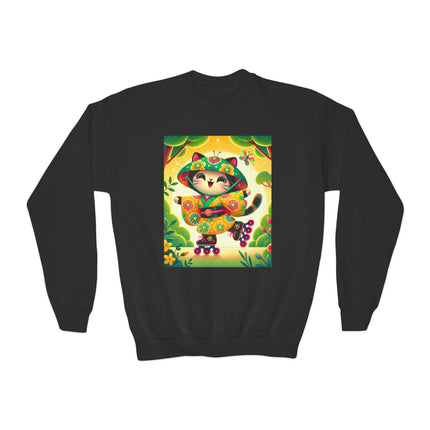 Firefly Dance on Wheels Youth Crewneck Sweatshirt – Motion, Magic & Playful Energy