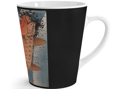 Carp Swimming up a Waterfall by Yashima Gakutei Latte Mug