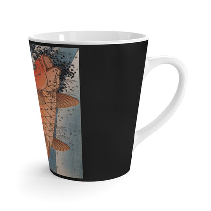 Carp Swimming up a Waterfall by Yashima Gakutei Latte Mug