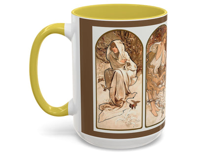 The Seasons by Alphonse Maria Mucha Colorful Mugs (11oz, 15oz)