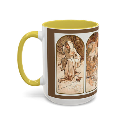 The Seasons by Alphonse Maria Mucha Colorful Mugs (11oz, 15oz)