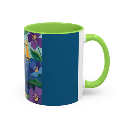 The Lady Of The Golden Horizon Colorful Mugs – Art Deco Coastal Elegance