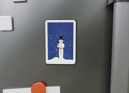 Snowman in Falling Snow Die-Cut Magnets (5 Sizes)