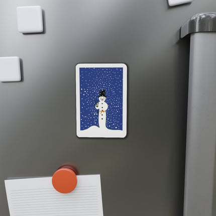 Snowman in Falling Snow Die-Cut Magnets (5 Sizes)