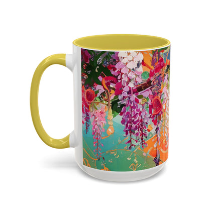Golden Wisteria Elegance Colorful Mugs (11oz, 15oz)