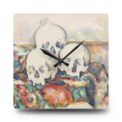 The Three Skulls by Paul Cézanne Acrylic Wall Clock, Round and Square