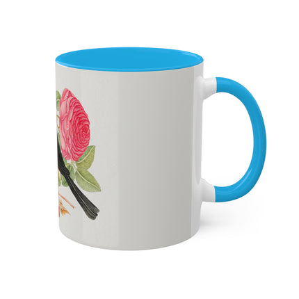 Blackbird with Roses by Anonymous Colorful Mugs, 11oz