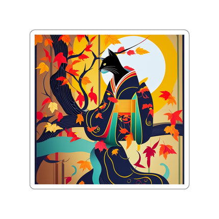 Black Cat in Kimono Die-Cut Stickers (5 Sizes)