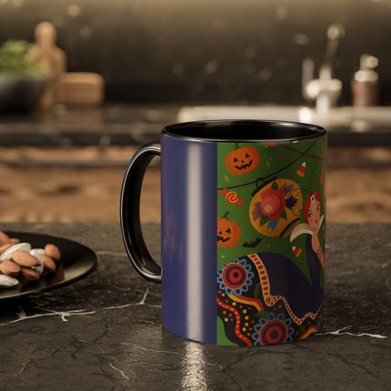 🏮🎃 The Lady Of Halloween Lanterns Colorful Mug – Colorful Art Deco Halloween Charm