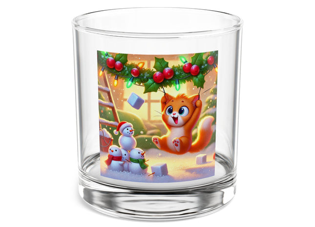Naughty or Nice Kitten Christmas Rocks Glass, 10oz