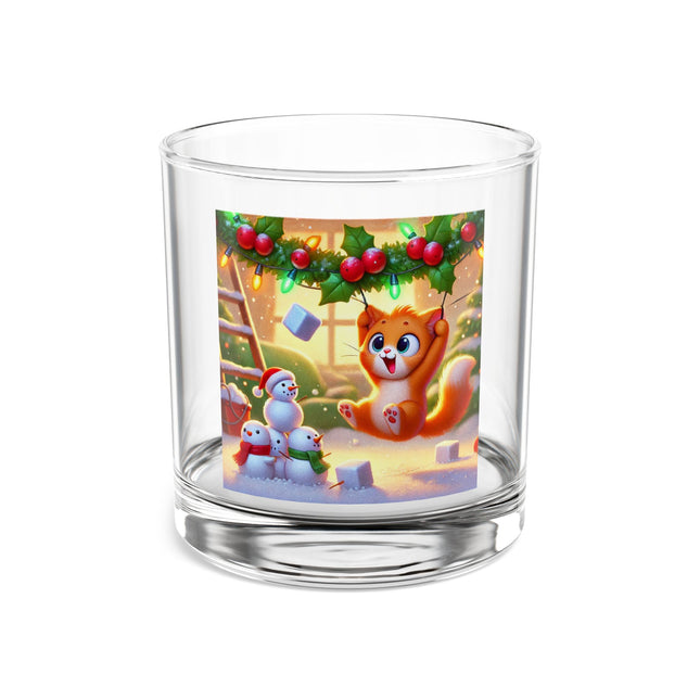Naughty or Nice Kitten Christmas Rocks Glass, 10oz