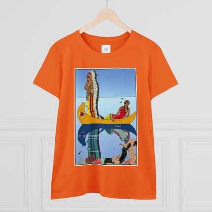 Le long du Missouri (Indian couple in a canoe on the Missouri River) by George Barbier Women's Midweight Cotton Tee