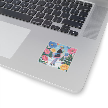 🌹🎄 The Golden Rose Of Winter Kiss-Cut Sticker – Art Deco Holiday Fantasy