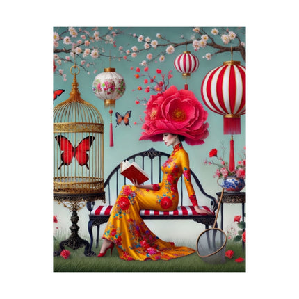 Reading In A Painted Garden Matte Vertical Posters