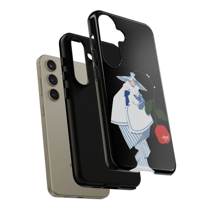 Blue & White Porcelain Geisha Phone Case – Elegant Mystery & Floral Grace