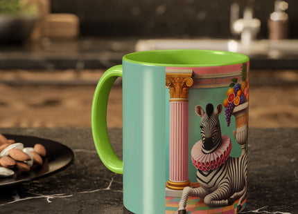 Still Life with Zebra, Fruit, and Pink Columns Colorful Mugs (11oz, 15oz)