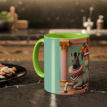 Still Life with Zebra, Fruit, and Pink Columns Colorful Mugs (11oz, 15oz)