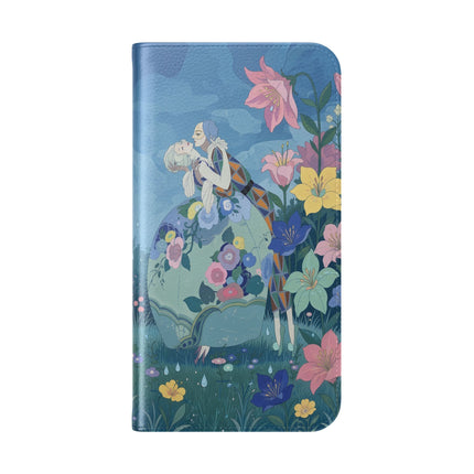 🌸💙 The Lovers In The Enchanted Garden Flip Case – Art Deco Floral Romance