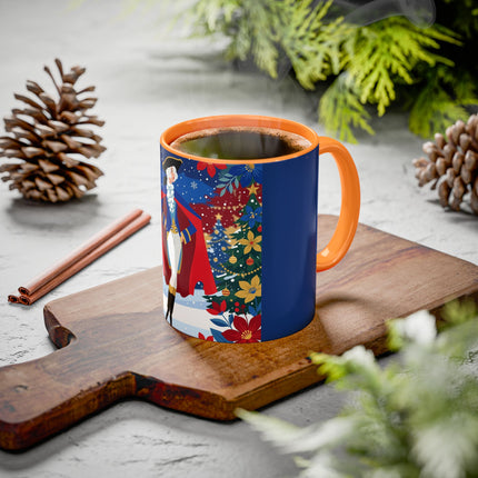 🎭❄️ The Christmas Masquerade Lady Colorful Mug – Art Deco Holiday Fantasy