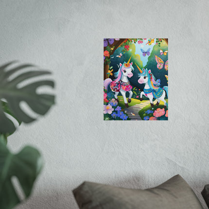 Baby Unicorns and Fluttering Butterflies Fine Art Posters