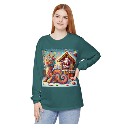 Playful Dragon's Christmas Unisex Garment-dyed Long Sleeve T-Shirt
