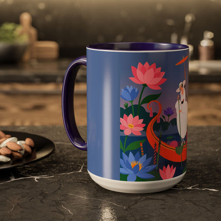 The Lady Of The Lotus Voyage Colorful Mugs – Art Deco Botanical Elegance