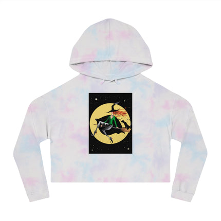 A Witch’s Moonlit Flight Women’s Cropped Hooded Sweatshirt