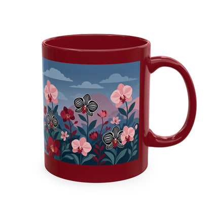 🖤🌸 The Lady Of The Striped Orchid Garden Ceramic Mug – Art Deco Fashion Elegance