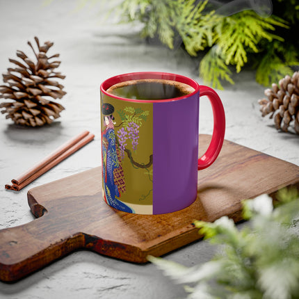 Wisteria Elegance Colorful Mug (11oz, 15oz) – Floral Beauty, Kimono Art & Timeless Grace