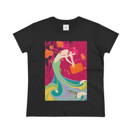 Mermaid Dive Women's Midweight Cotton Tee – Joyful Underwater Fantasy
