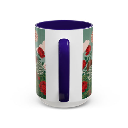 🌹💚 The Scarlet Rose Checkerboard Garden Colorful Mug – Art Deco Floral Whimsy