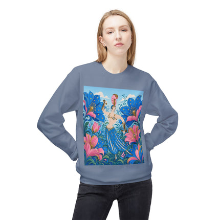 🌟🌸 The Starry Blossom Garden Dancer Midweight Crewneck Sweatshirt – Art Deco Floral Fantasy