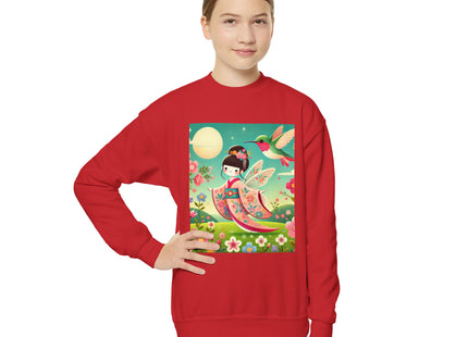 Geisha Fairy and the Hummingbird Blossom Youth Crewneck Sweatshirt
