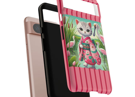 Geisha Kitten Strolls Among the Spoonbills Phone Cases