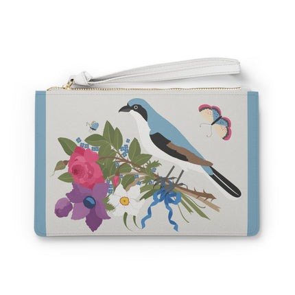 Bluebird & Butterfly Clutch Bag – Elegant Charm & Springtime Grace