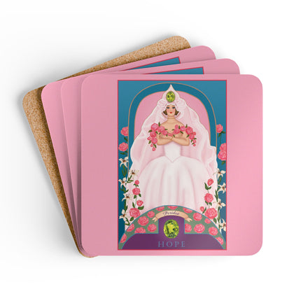 Leo Zodiac Design – August & Peridot by Sofia Chiostri | Corkwood Coaster Set